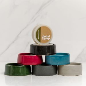 Shaving bar and pottery dish